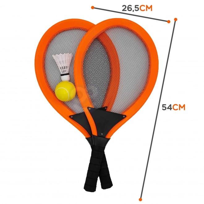 Woopie velike loparje za tenis in badminton za otroke set z žogico in košaro