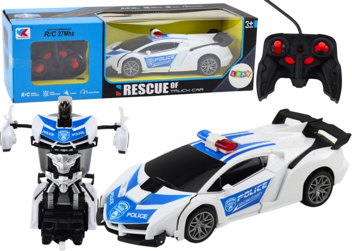 RC policijski avto 2v1, ki se preobrazi v robota, z lučmi in zvoki