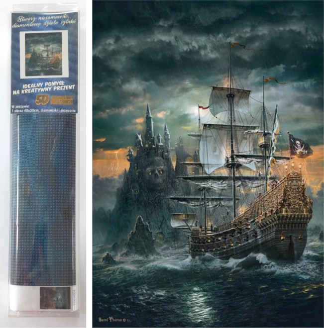 Diamantno slikanje Piratska ladja 30 × 40 cm