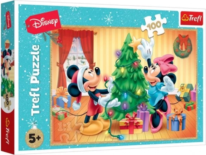 Sestavljanka TREFL Mickey in Minnie Božič 100 koščkov