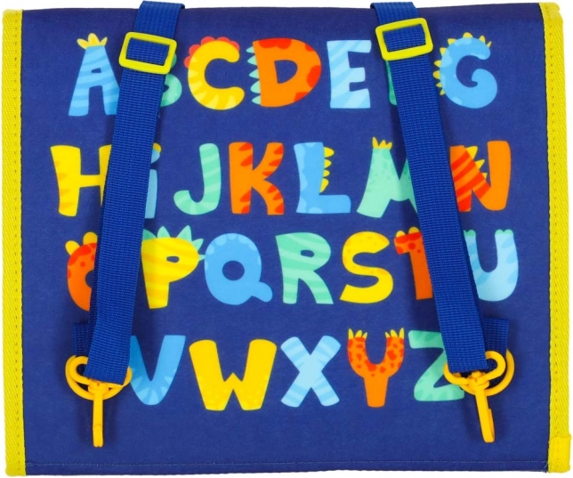 Montessori senzorična manipulativna deska z motivom dinozavra modra