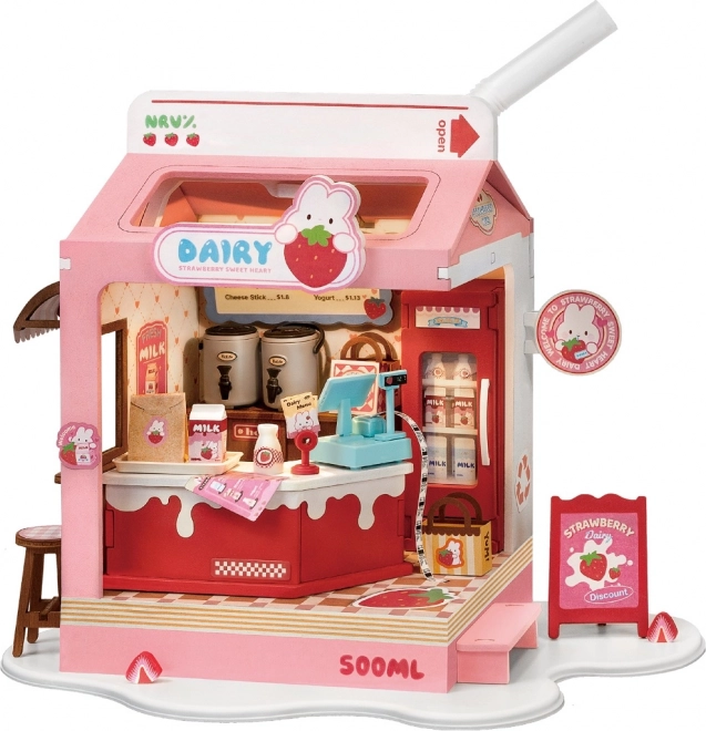 Robotime miniatura hišice Mlečni bar Strawberry