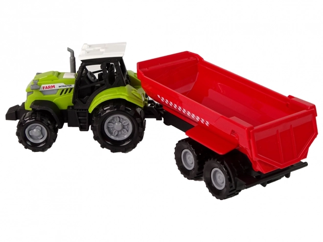 Zeleni traktor s rdečim priklopnikom Zvok