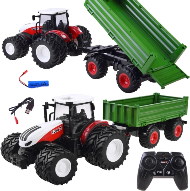 Daljinsko voden traktor + zelen priklopnik na daljinsko upravljanje RC0602
