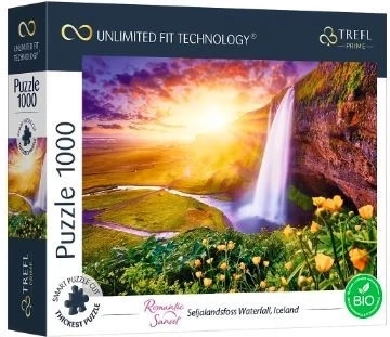 Sestavljanka TREFL UFT Romantic Sunset: Seljalandsfoss, Islandija – 1000 koščkov