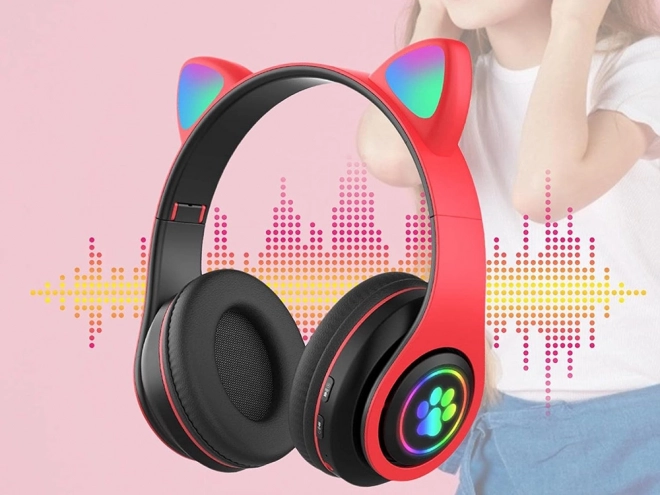 Brezžične slušalke bluetooth radio fm mp3 mačja ušesa led osvetlitev