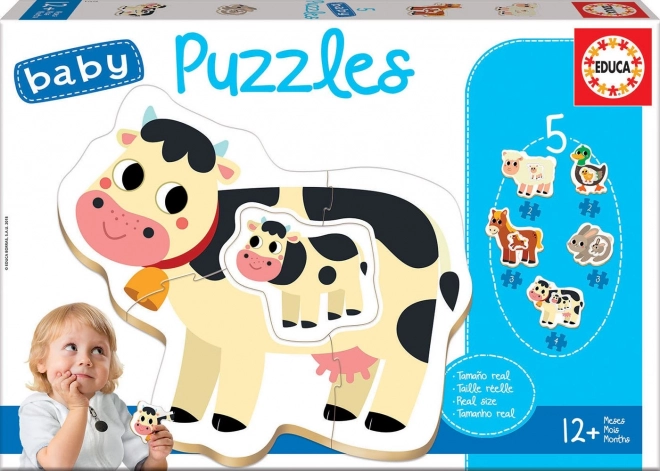EDUCA Baby sestavljanka Živali na kmetiji z mladiči 5v1 (2-4 deli)