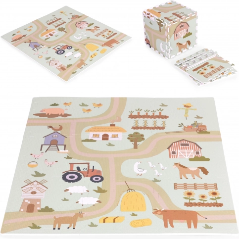 Velika penasta EVA podloga za otroke Farma 90,5 × 90,5 cm, 21 delov ECOTOYS