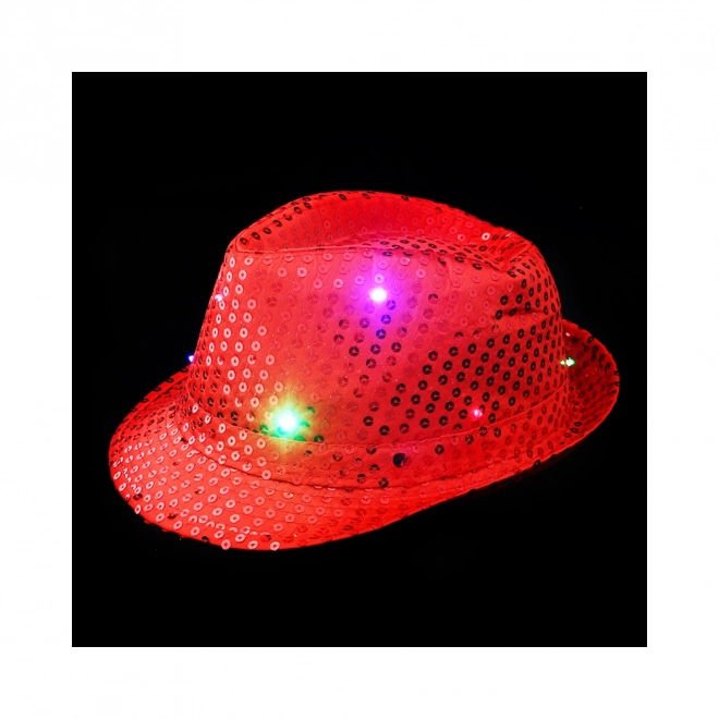 Disko rdeči klobuk s LED lučjo za odrasle
