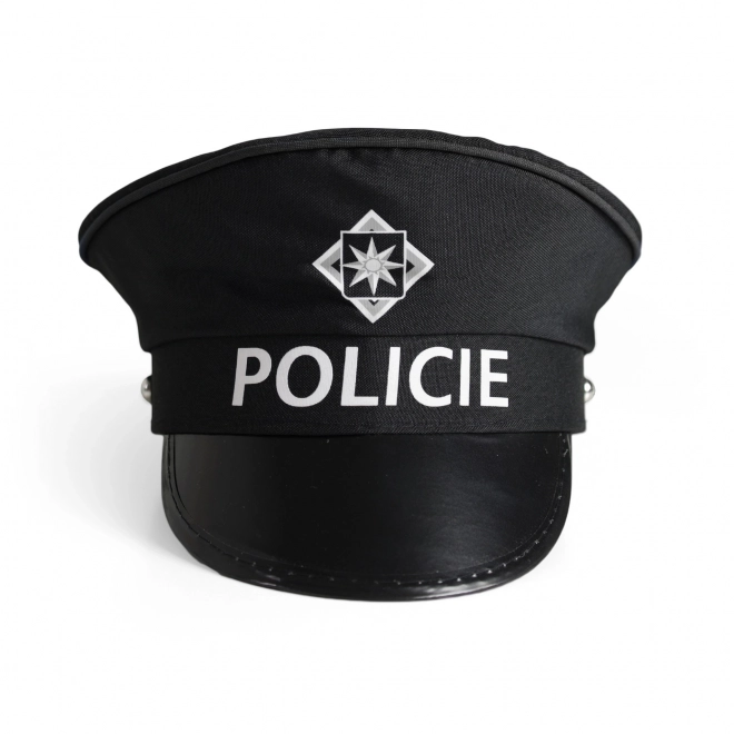 Set policija tkanina/plast kapa, znak, piščalka na kartonu 30x48x8cm