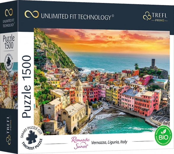 Sestavljanka Trefl UFT Romantičen sončni zahod: Vernazza, Ligurija – 1500 koščkov