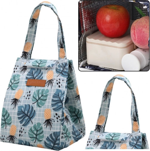 Izolacijska termotorba Lunch Bag z motivom listov in ananasov 25 cm