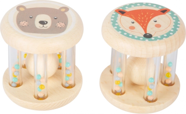 small foot pastelne lesene ropotuljice s kroglicami – komplet 2 kosa