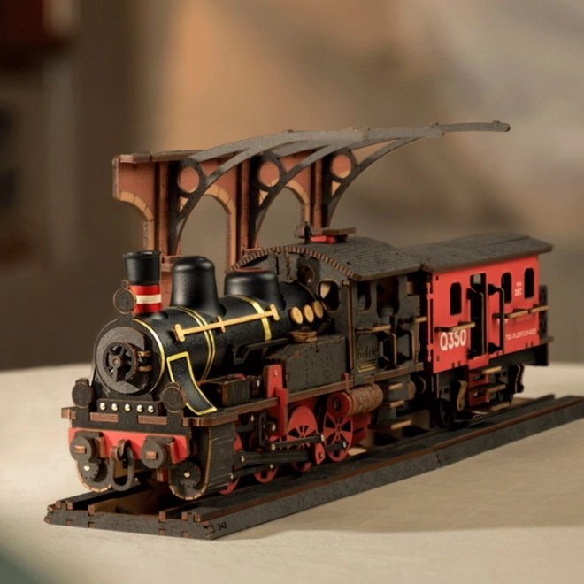 RoboTime 3D lesena zloženka Vintage parna lokomotiva