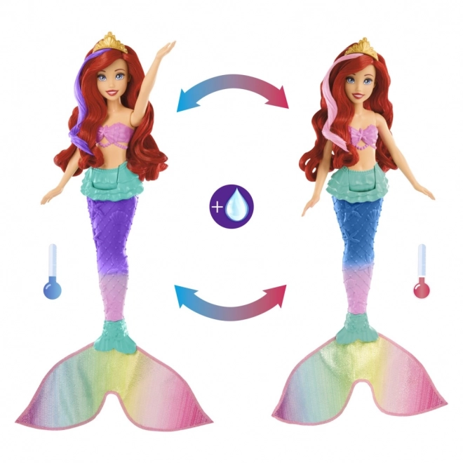 MATTEL Disney Princess punčka Ariel mala morska deklica plava, spreminja barvo
