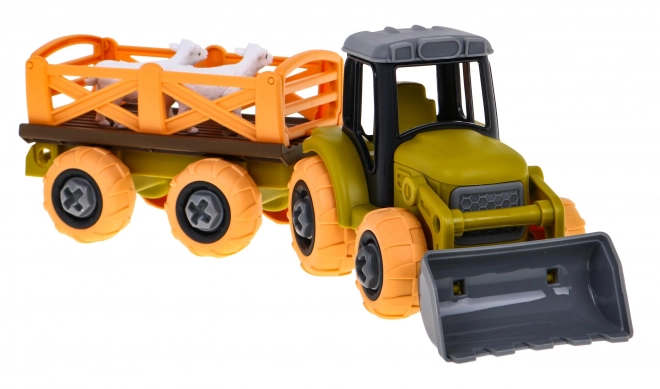 Odvijljiv traktor s žlico in prikolico + izvijač + ovca Igrača za otroke 3+