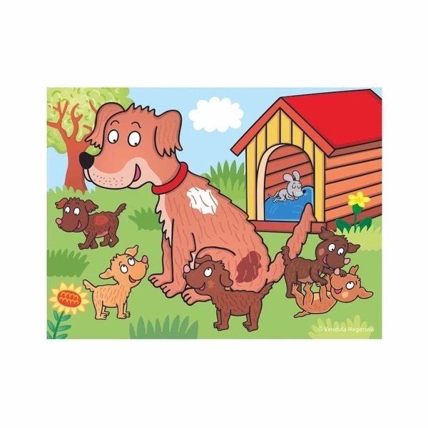 Kocke kubus domače živali les 12kos v škatli 21x18x4cm