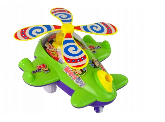 Zeleni potisni helikopter s pilotom