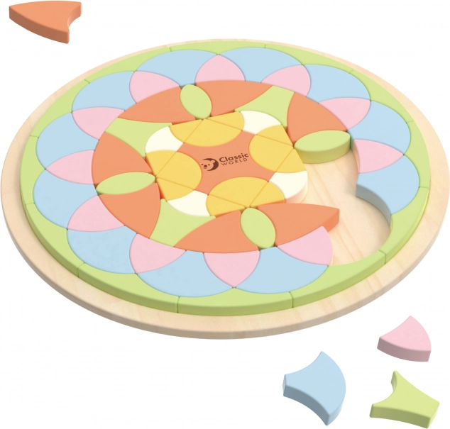 Pastelna mandala Montessori mozaika rože