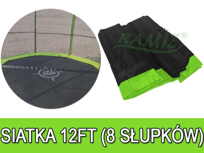 SkyRamiz Zelena varnostna mreža za vrtno trampolin 366 cm/12FT 8 stebričnih tunelov
