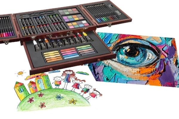 Set za slikanje - Art box kreativni set 103 kosov v lesenem kovčku v škatli 39x27x9cm