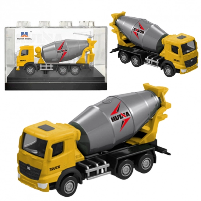 Kolekcijski model betonskega mešalca Huina rumen 1:80
