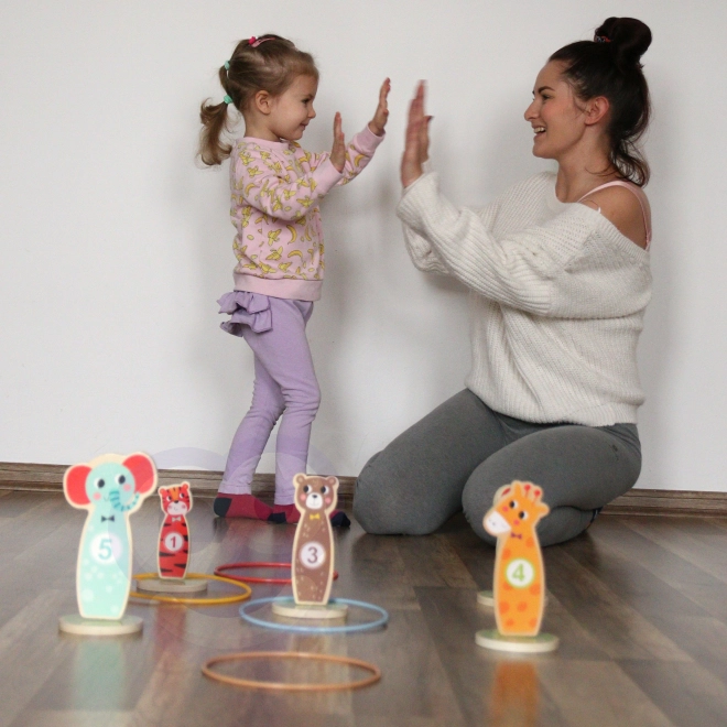 Lesena spretnostna igra Tooky Toy - met na cilj živali