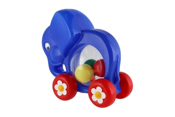 Slon z žogicami na vlečenje iz plastike 20x18x9,5 cm v vrečki 12m+