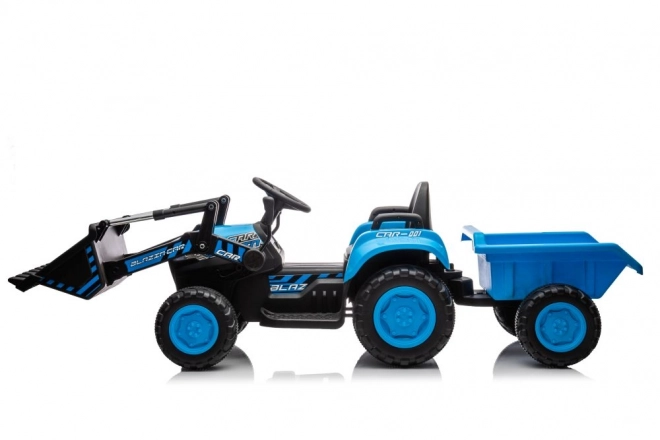 Električni otroški traktor z žlico moder