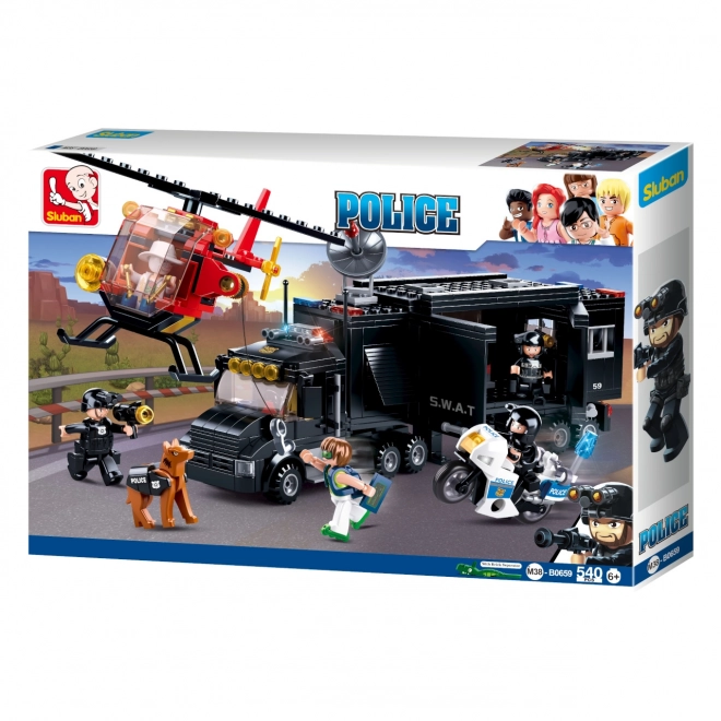Sluban Policija M38-B0659 SWAT mobilna baza in roparji v helikopterju