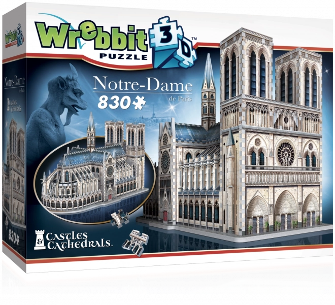 3D sestavljanka katedrala Notre‑Dame od WREBBIT, 830 kosov