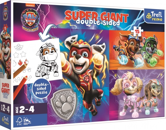 Puzzle GIGANT dvostranski Odlična ekipa Tačke na patrulji/Paw patrol 15 kosov v škatli 40x27cm 24m+