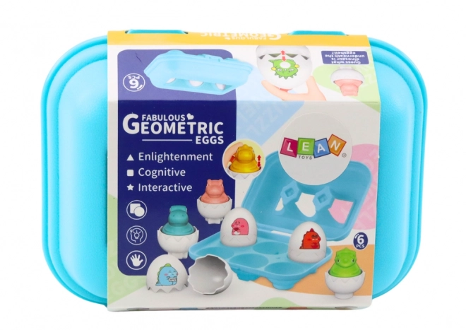 Set šestih barvitih geometrijskih jajc z dinozavri