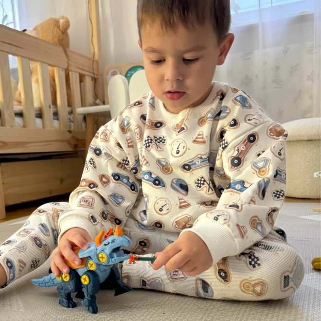 Woopie komplet dinozavri za vijačenje 3 kosi gradbeni komplet s kovčkom in vrtalnikom z izvijačem