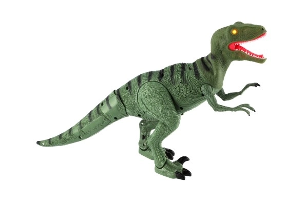 Hodeči IC velociraptor plast 50cm na baterije z zvokom in svetlobo v škatli 53x32,5x12cm