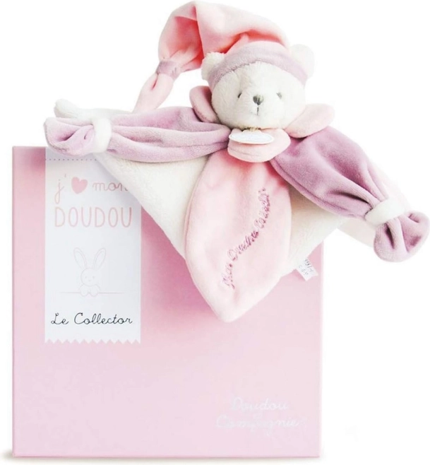Doudou darilni komplet – rožnat plišasti ninico medvedek 24 cm