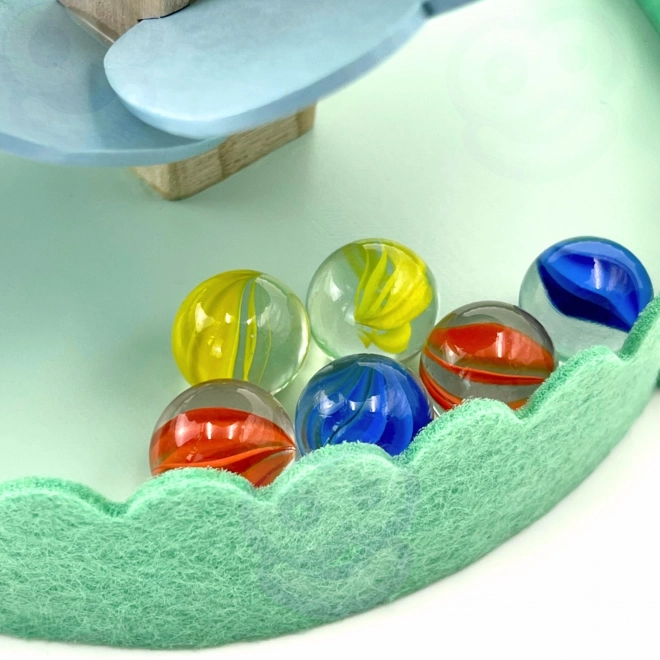 Lesena steza za kroglice Duha Montessori WOOPIE GREEN