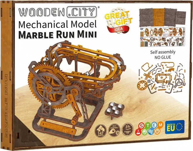 Lesena 3D sestavljanka Kroglični tobogan Mini od Wooden City