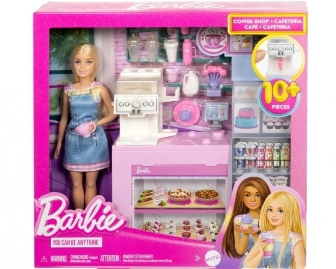 Barbie baristka v kavarni