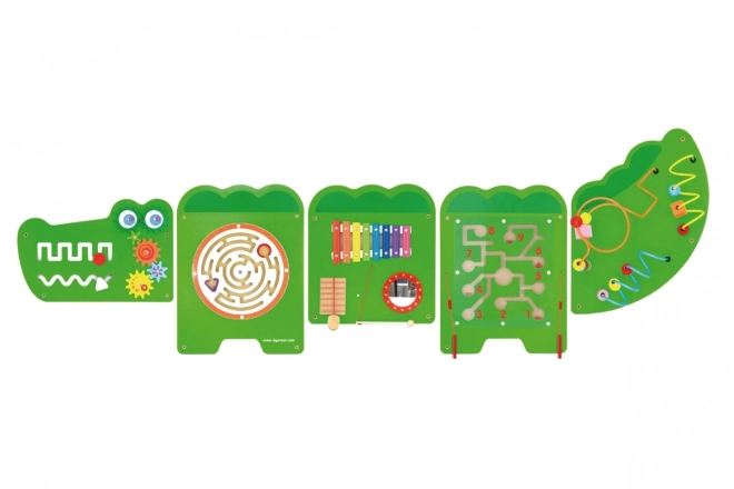 Leseni stenski montessori panel - krokodil