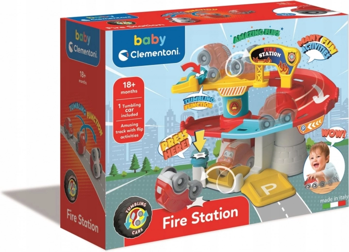 Clementoni Baby avtomobilska garaža Tumbling Cars – gasilska postaja