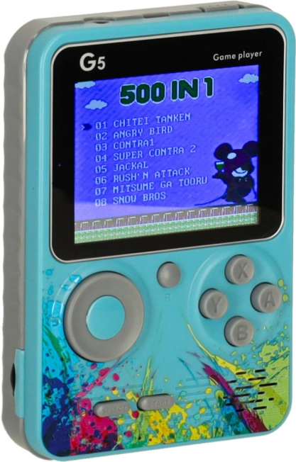 Prenosna mini retro igralna konzola – 500 iger, modra