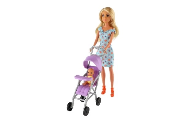 Lutka Anlily 30cm z deklico in vozičkom + dodatki plastika v škatli 20x32x7cm