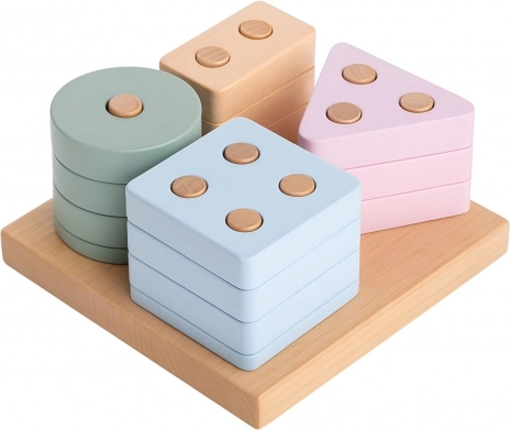 CUBIKA Pastelno razvrščanje oblik IV – lesena sestavljanka 17 delov