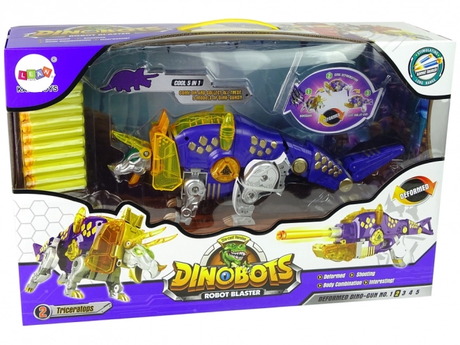 Dinobots robotska streljajoca Igrača Vijolični Triceratops s Tarčo
