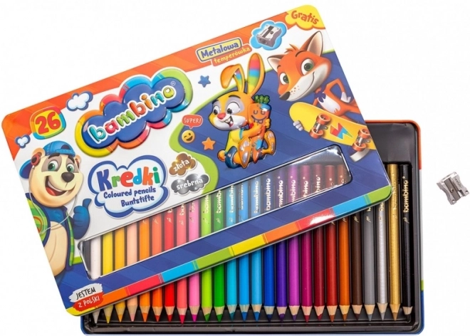 BAMBINO Barvice leseno ohišje kovinska škatlica