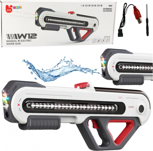 Električni vodni blaster W12 z LED osvetlitvijo, bel