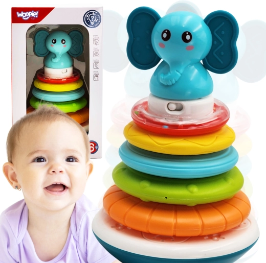 Interaktivni stolp Slonček s obročki Woopie Toys
