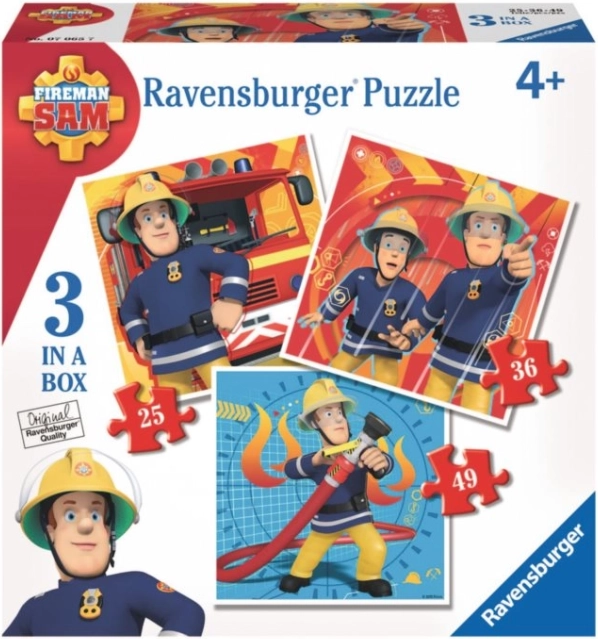 Ravensburger puzzle Gasilec Sam 3v1 (25, 36 in 49 koščkov)
