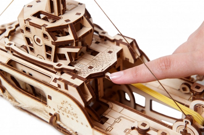 Ugears 3D sestavljanka - Vlečna ladja 169 delov